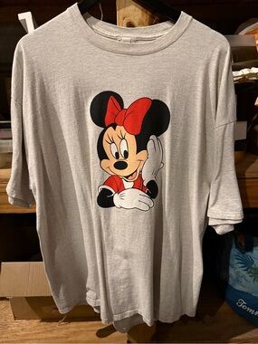 Minnie Mouse Graphic Tee - Light Gray & Red - Kids